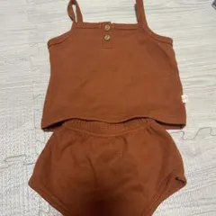 ブラウン ワッフル生地 セットアップ100cm