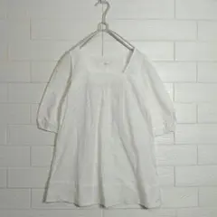 【Ray BEAMS】総レース チュニックブラウス スクエアネック ホワイト 白