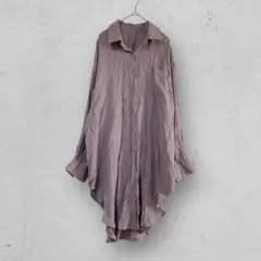 z1049【グレイル】ロングシャツ　長袖　シンプル　ブラウン　レディース