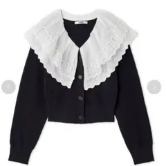 SNIDEL レースカラーニットプルオーバー NVY