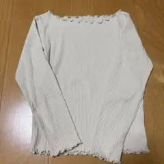 アイボリー リブ編み 長袖トップスのサムネイル