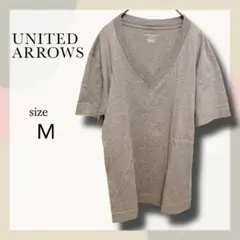 美品 ユナイテッドアローズ グレー Vネック メンズTシャツ M 上質 コットン