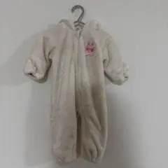 フリースロンパース フード付き クリーム色