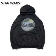 スターウォーズ ベビーヨーダ パーカー M 黒 短丈 ボックスシルエットブラック