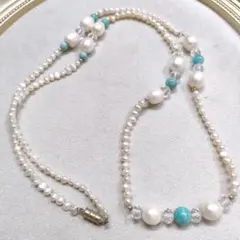 2AL64　パール　水晶　天然石　ネックレス