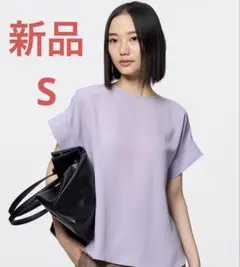 GU ドレープTブラウス　半袖　ブラウス　T ドレープT パープル　紫　S