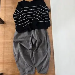 スタディオクリップ　バレルパンツ　M 綿100ニット　F