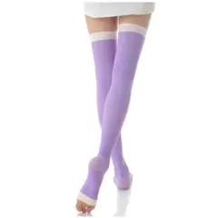 パープル 加圧 ソックス 寝ながら 二のハイソックス ふくらはぎ 引き締め