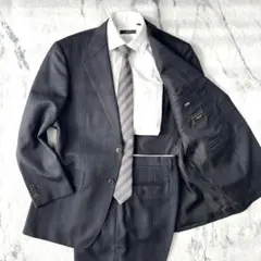 美品✨　高級生地　ドーメル×セヴィルロウ　セットアップ　スーツ　ウール　総裏　黒