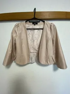 ノーカラーピンクベージュジャケット