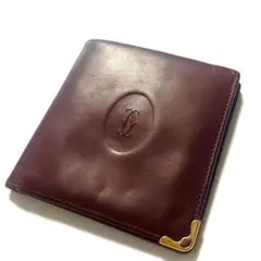 Cartier 二つ折り財布 ボルドー レザーのサムネイル
