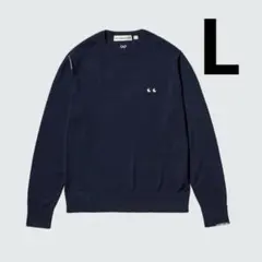 ユニクロ　アニヤハインドマーチ　メリノクルーネックセーター　ネイビー　L