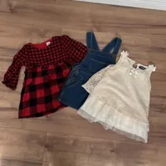 GAP 赤・黒チェック ワンピース2歳　他3点セット