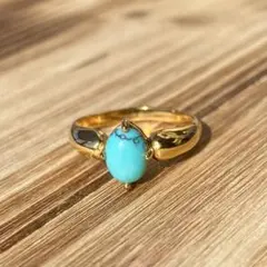 ハワイアンジュエリー　リング　ターコイズ　ステンレス　ゴールド　つけっぱ