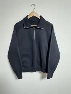 GU ヘビーウェイトスウェットハーフジッププルオーバーブラック M