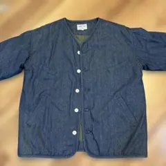 み*も様 デニム風ダークブルージャケット レディース L