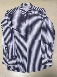 ユニクロ　ボタンダウンワイシャツ　白とネイビーのストライプ