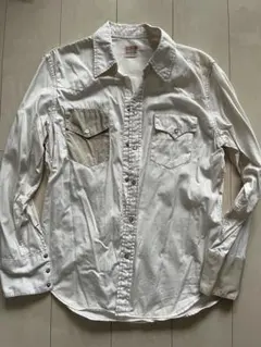 リーバイス　ウエスタンシャツ M ホワイト（ショートホーン）