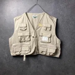 90s Schott ダック マルチポケット フィッシングベスト L ベージュ