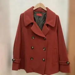 ソマリ★ダブルブレストピーコート オレンジアプリコット　たっぷりめ