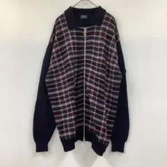 PEARLY GATES 長袖 ジップアップ ニット チェック柄 ジャケット柄