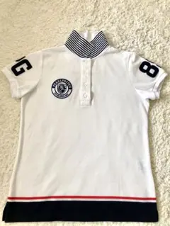 ♡❤︎パーリーゲイツ ゴルフポロシャツ　白✖️ネイビー　刺繍ワッペン❤︎♡