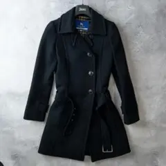 バーバリー ブルーレーベル ベルト付き ウール コート 38 (M) 黒 日本製のサムネイル