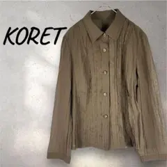 KORET ブラウス　シャツ　ブラウン 茶　フリンジ　レース Mサイズ　綿混