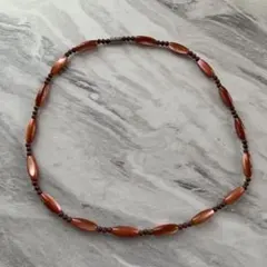 オレンジ天然石ビーズネックレス 約45cm
