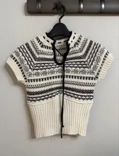 ZARA ザラ　編み柄ニットトップス 半袖 ジャガードニットトップス