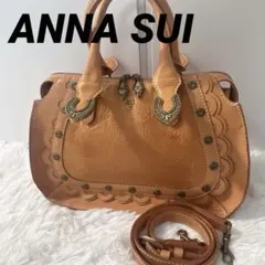 アナスイ　ワイオリバード 2WAY 花柄 型押し ハンドバッグ 牛革 本革