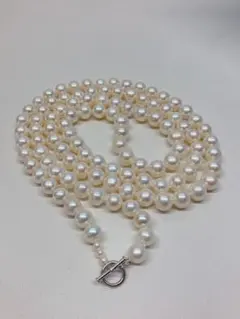 照れ強 大珠 淡水真珠 ロングネックレス 本真珠9-10mm 冠婚葬祭 115g