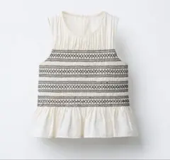 ZARA キッズ スモック刺繍 ノースリーブ 白 98cm 3Y