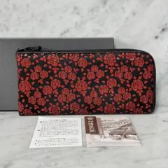 印傳屋 インデンヤ 黒 赤 バラ 長財布 L字ファスナー ジップ 薔薇のサムネイル