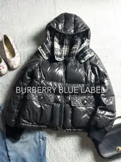 【バーバリーブルーレーベル】裏地ノバチェック ダウンジャケット リバーシブル