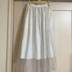 リバーシブルチュールサテンスカート