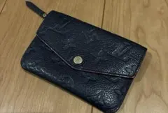 路易威登　小圓餅零錢包　壓紋皮革 海軍藍紅色　M62017