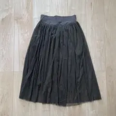 膝下丈　チュールスカート　カーキ