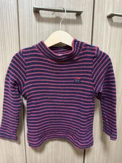 familiar ネイビー/レッド ストライプ タートルネック