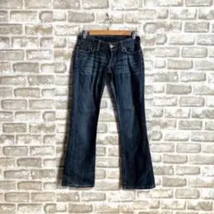 ラッキーブランド デニムパンツ フレア  ウォッシュ加工 ブルー