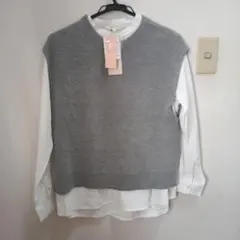 グレー ベスト　 ホワイトシャツ セット03/L