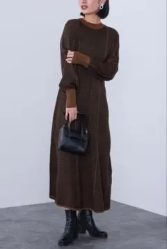 BEAMS HEART ジャカード フレアワンピース