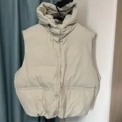 フード付きダウンベスト XXL ライトグレー