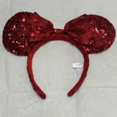 ディズニー　カチューシャ　ミニースパンコール赤