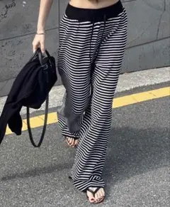 SHEIN ボーダー ワイドパンツ