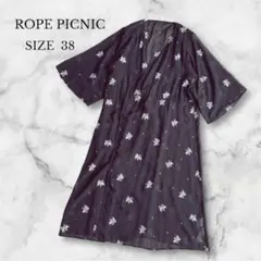 ロペピクニック シャツワンピース 半袖 総柄 シフォン素材 透け感 薄手 春夏