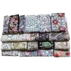 インド刺繍リボン　はぎれ　　20cm×20本　J