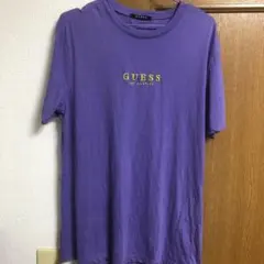GUESS 刺繍ロゴTシャツ パープル Lサイズ