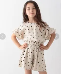 ☆GLOBAL WORK リネンレーヨンセットアップ 120㎝ ドット柄☆