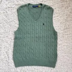 極美品 現行 ポロラルフローレン ケーブルニットVネックベスト